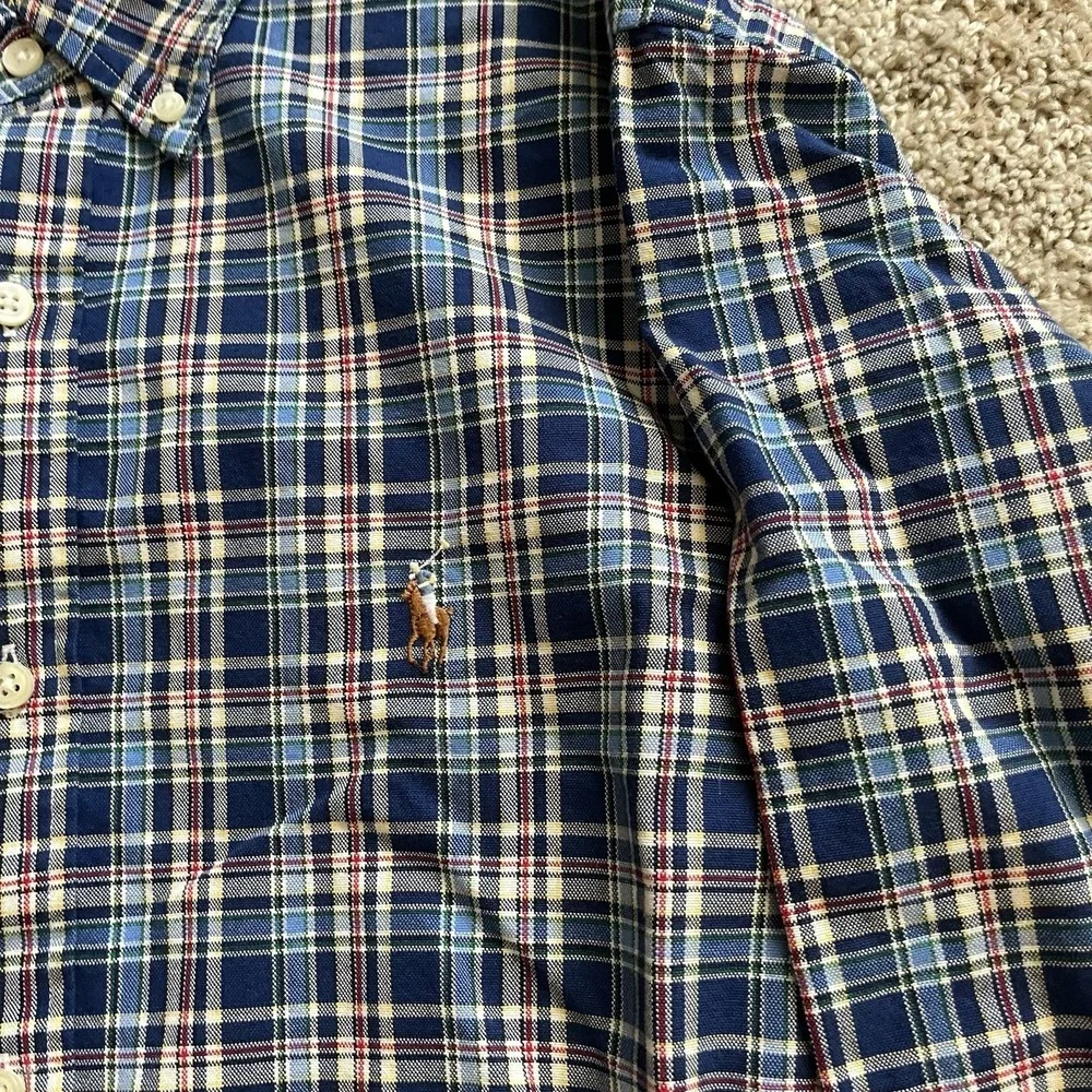 Polo Ralph Lauren Mens Medium‎  Multi Color Plaid Long Sleeve Button Flesh Pony